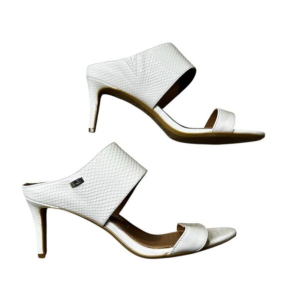Calvin Klein Women's Cecily Embossed Leather Dress Sandals White Mules NEW Sz 11 - Picture 9 of 9